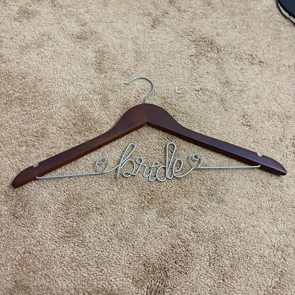 Bridal Brown Wooden Bride Hanger for Wedding Dress Cursive
